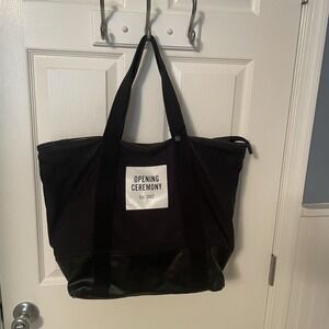 Opening Ceremony Black Canvas And Learned Zip Large Tote Bag Overnight Weekender